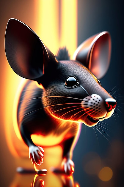 of futuristic mechanical rat Abstract rodent portrait Steampunk style animal