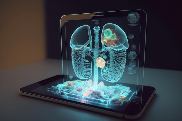 Futuristic medical app hologram AI Generation