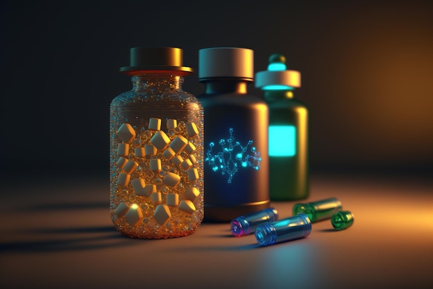 Futuristic medicine bottle generative ai