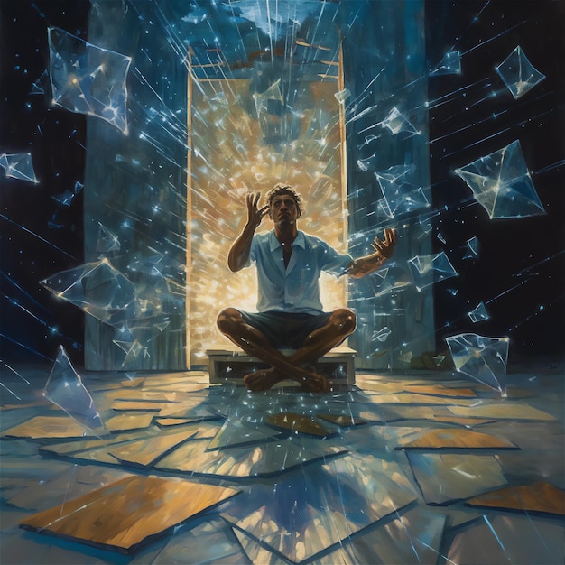 Photo futuristic meditation techniques