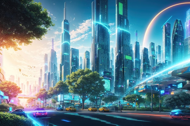 Photo futuristic mega city