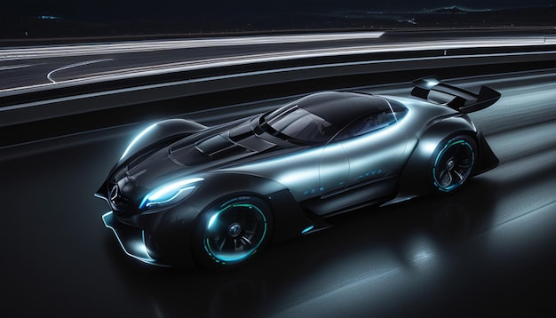 Futuristic Mercedes Benz AVTR Concept Car Racing at 200 MPH A Cinematic Aerial Spectacle