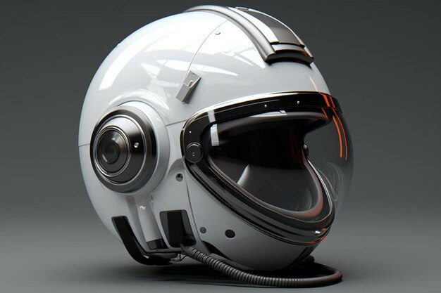 Futuristic metallic space helmet