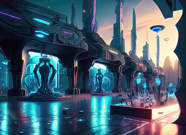 a futuristic metaverse city