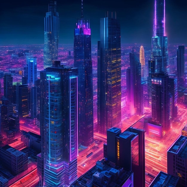 Photo futuristic metropolis generated using ai technology