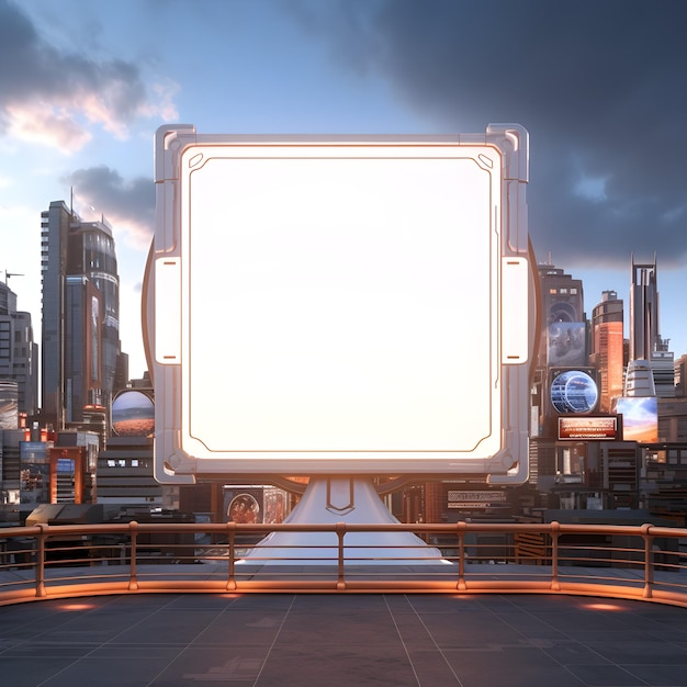 Photo futuristic metropolis serving as a canvas for a blank billboard