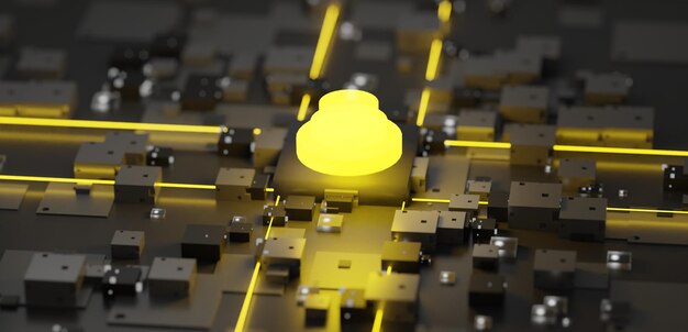 futuristic microchip processor with lightscpu chip on motherboard abstract 3d render of a processor computer chip on a circuit boardcpu isometric bannerdigital chipcomputer hardware technology