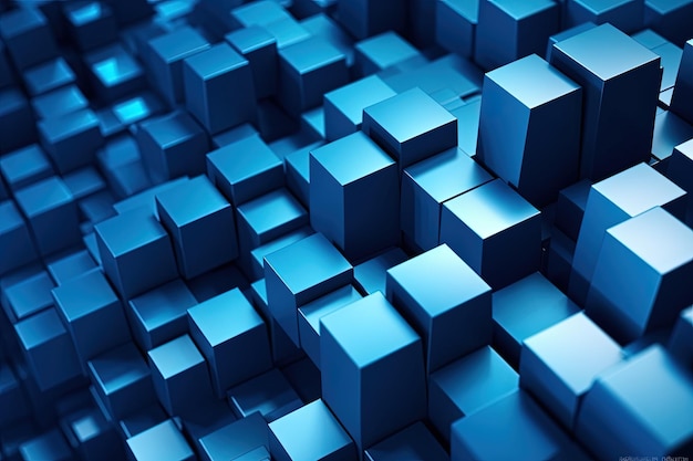 Foto sfondio blu minimalista futuristico con forme geometriche sullo sfondo di cubi di diversi livelli
