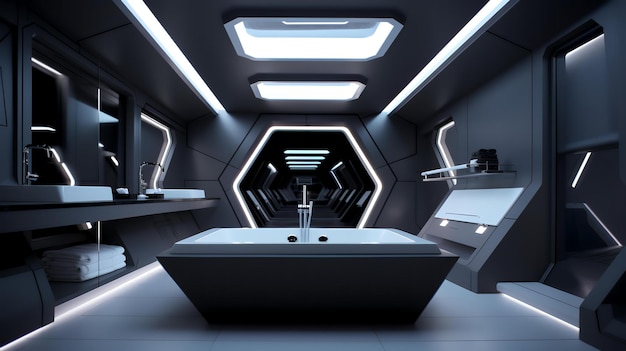 A futuristic and minimalist bathroom