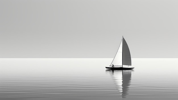 Futuristic Minimalist Sailboat Serene Atmosphere And Dreamlike Horizons