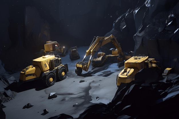 Futuristic Mining Equipment in Asteroid to Extract Valuable Resources Space Explorati