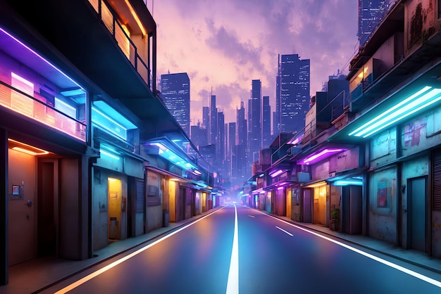 Futuristic modern future street slum city generative art by AI