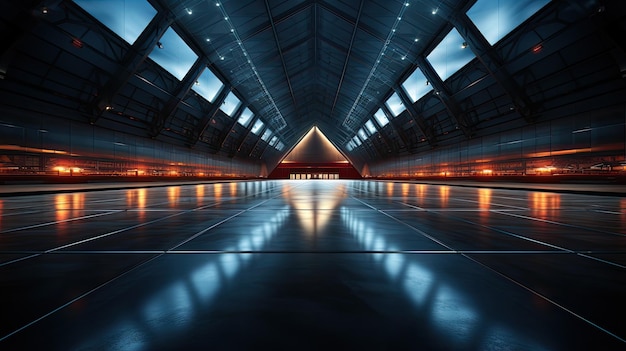 futuristic modern hangar