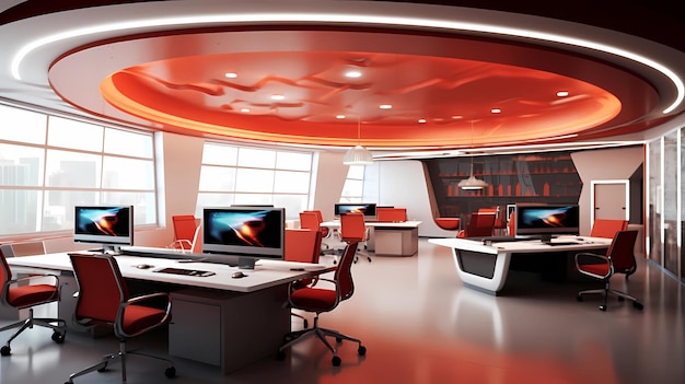 Futuristic modern room office