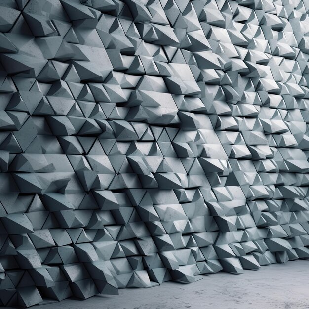 Futuristic Mosaic Wall with Stacked 3D Bricks