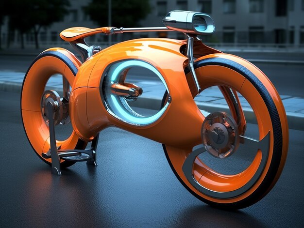 Futuristic motorcycle on the street Created with generative Ai technology