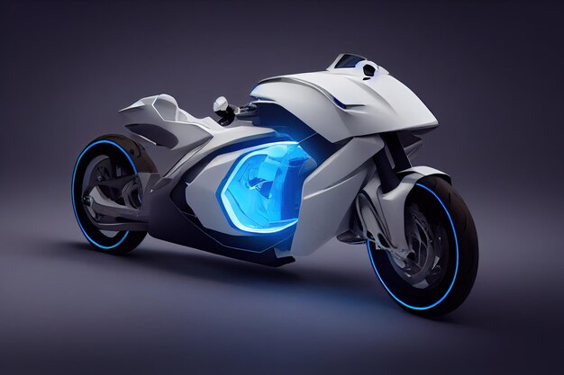 Photo a futuristic motorcycle with a blue light on the back