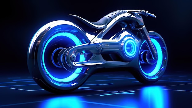 A futuristic motorcycle with the word motorcycle on the front.