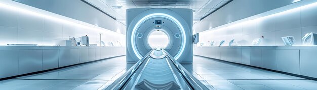 Photo a futuristic mri machine in a pristine medical facility showcasing advanced technology and a sterile environment