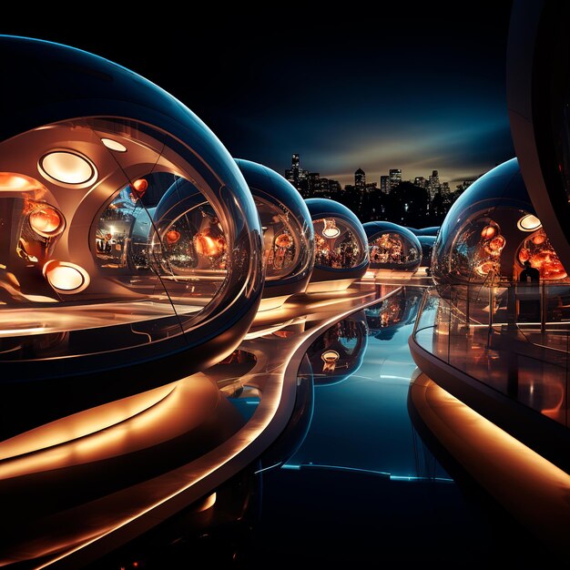 Photo futuristic museum background image