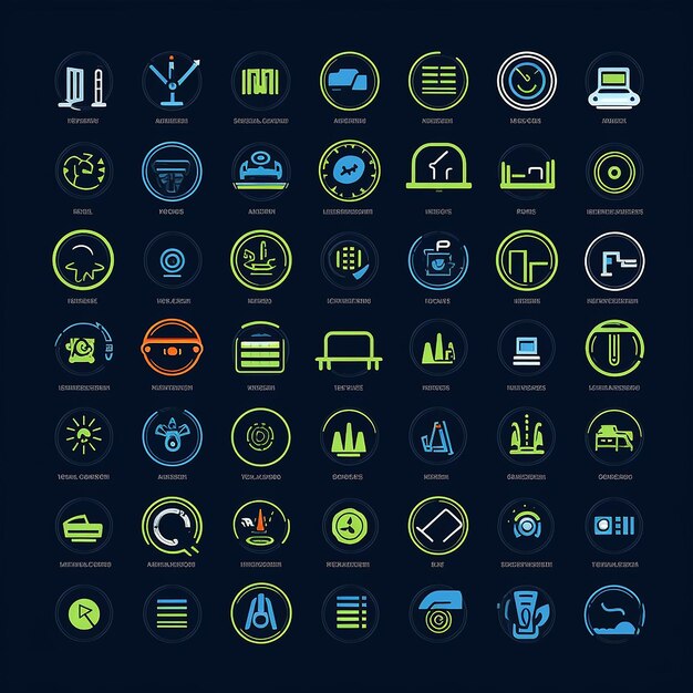 Futuristic neon car mockup illustration and neon game icons