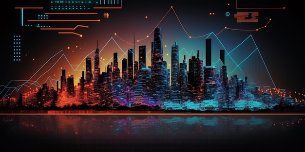 Futuristic neon city created with generative ai technology high quality illustration