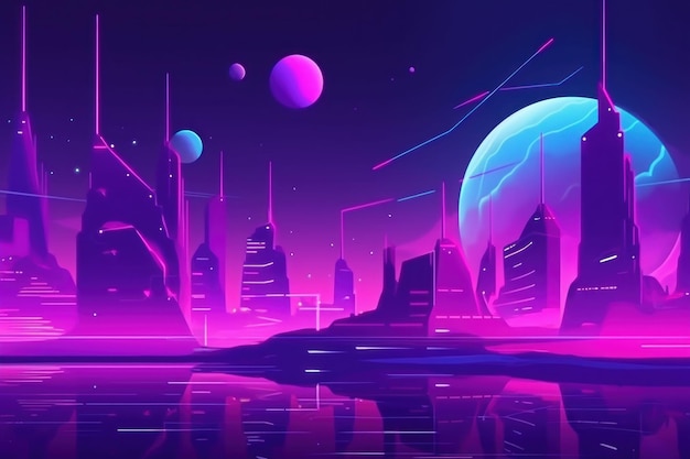 Futuristic neon city Generate Ai