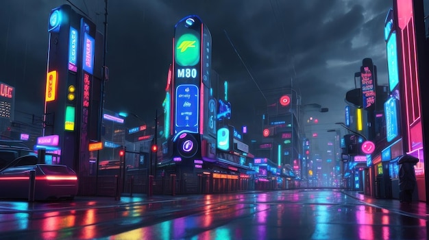 Futuristic neon city