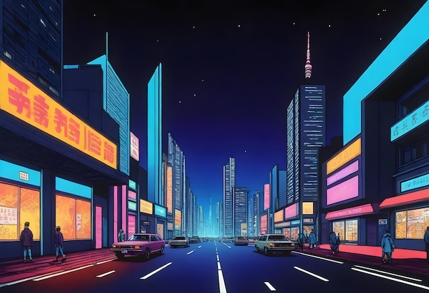 Futuristic neon city