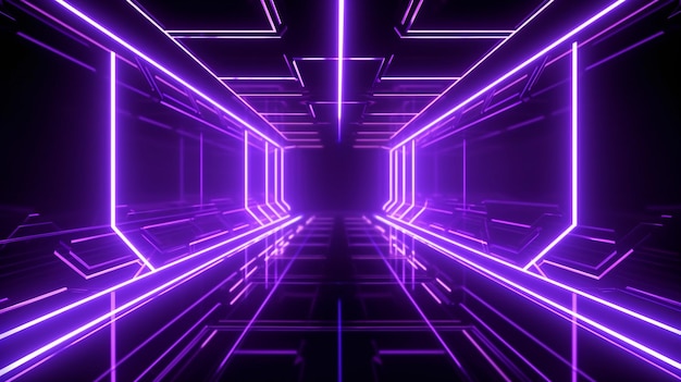 Futuristic Neon Glow Corridor Background
