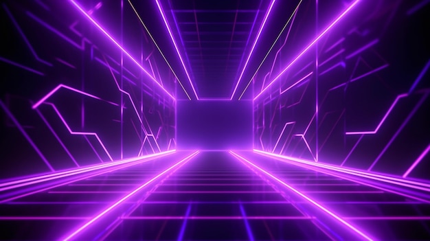 Futuristic neon glow corridor background