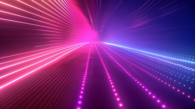 Futuristic neon laser lights tunnel