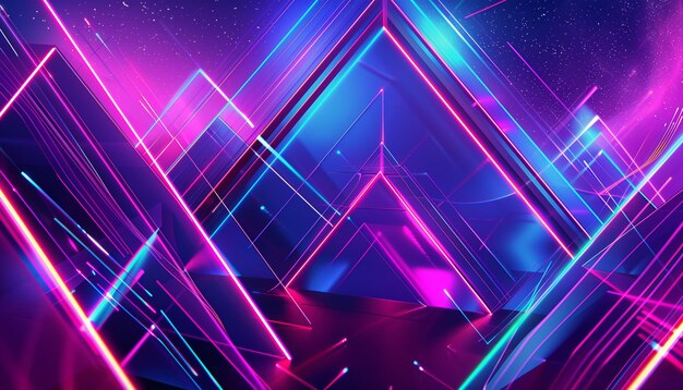Photo futuristic neon light clubbing background with geometric patterns