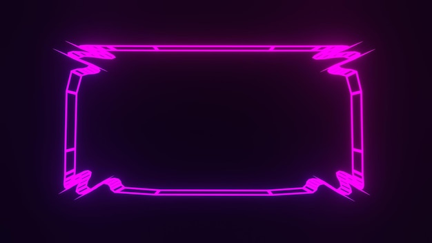 Photo futuristic neon techno frame with energy beams laser dark 3d render flare of cyberpunk and rave parties digital led billboard with purple highlights futuristic electric advertising synthwave