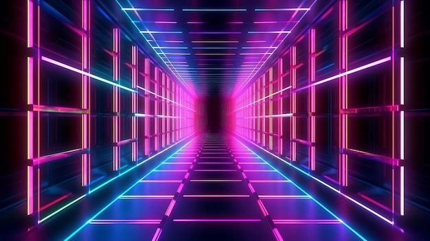 A futuristic neonlit hallway