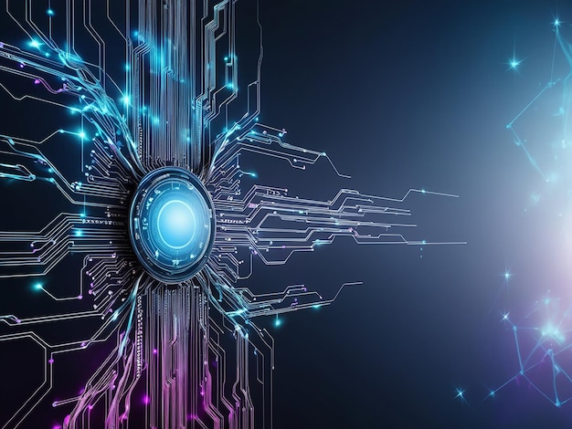 Futuristic network technology abstract background featuring sparkling light effects