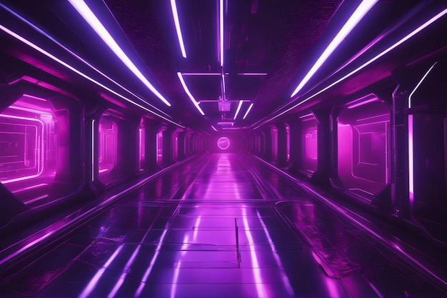 Futuristic networking 5G technology tunnel neon punk