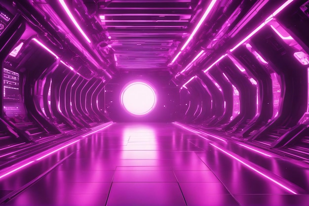 Futuristic networking 5g technology tunnel neon punk