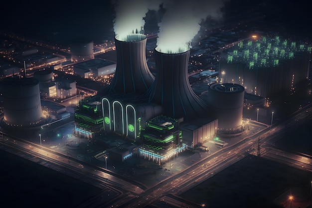 Photo futuristic nuclear power plant neural network ai generated