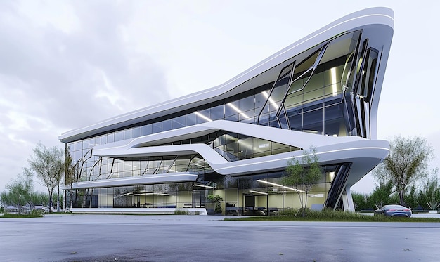 Futuristic Office Building Exterior