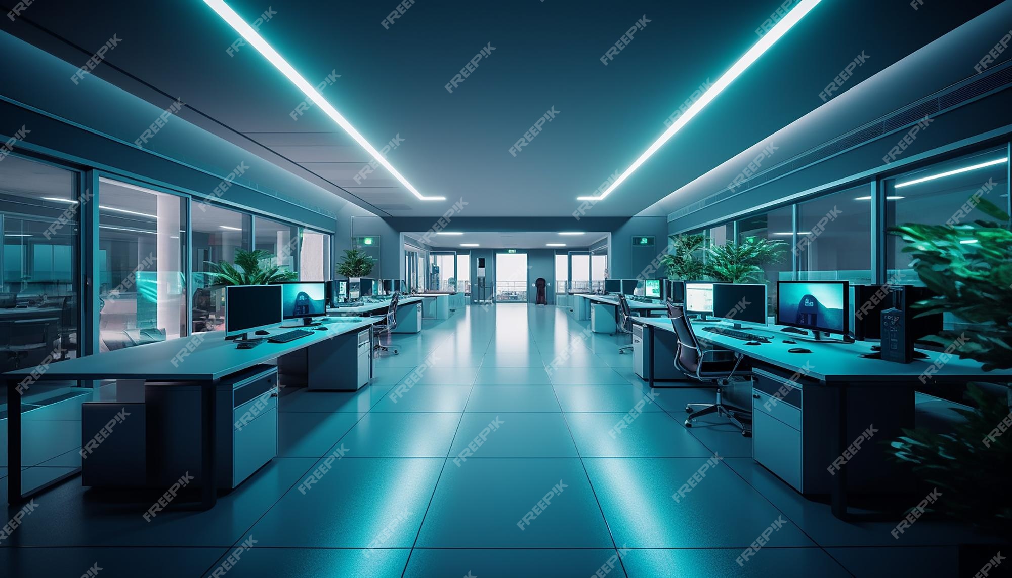 Premium Photo | Futuristic office design modern creative interior