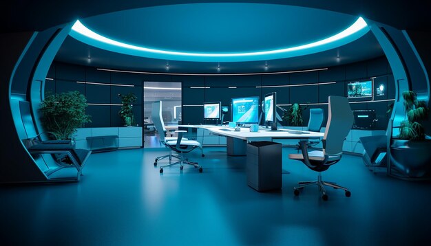 Futuristic office design modern creative interior photoshoot created with generative ai