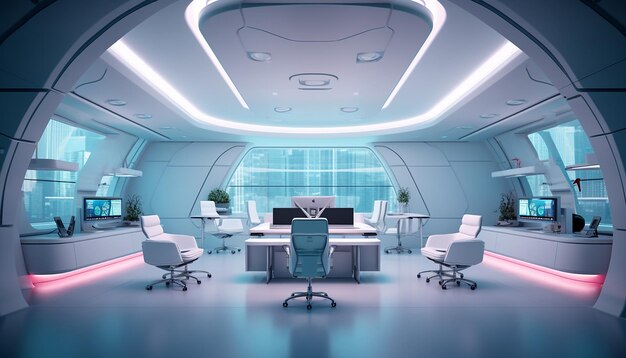 Futuristic office design modern creative interior photoshoot created with generative ai