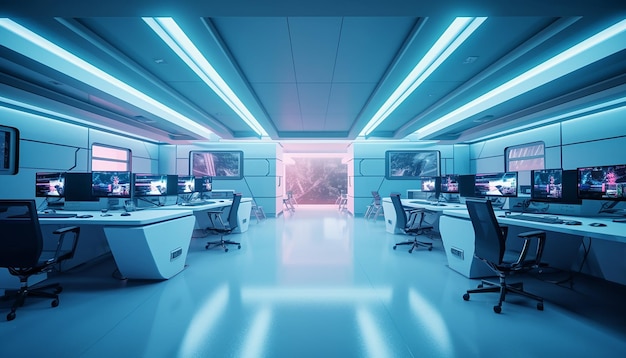 Futuristic office design modern creative interior photoshoot created with generative ai