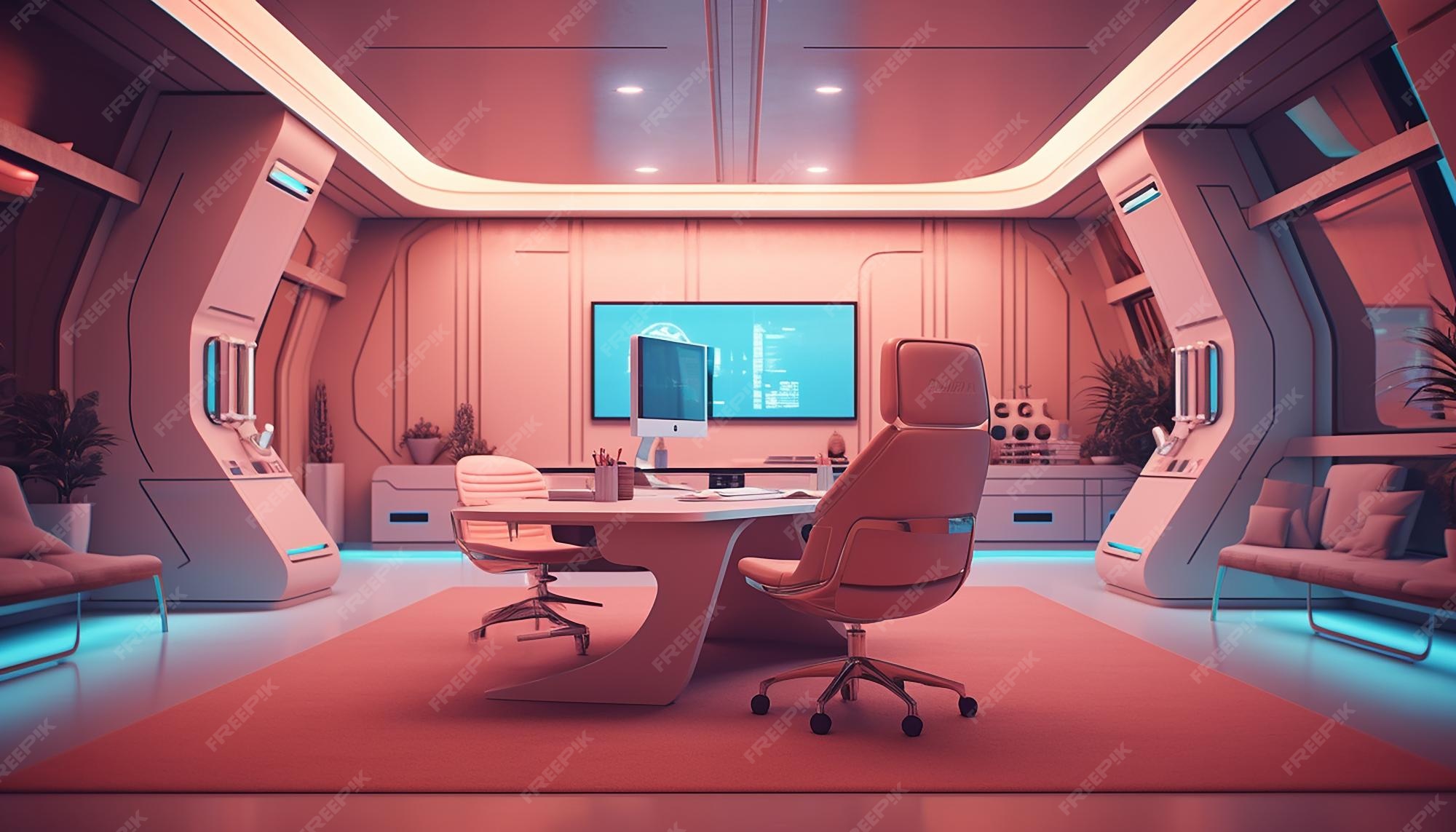 Premium AI Image | Futuristic office design modern creative interior