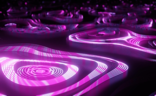 Futuristic particles wave abstract background creative design element 3d render abstract panoramic background neon light glowing lines virtual reality copy space abstract wave technology