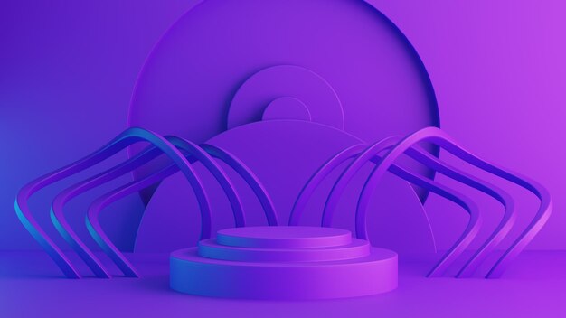 Photo futuristic pedestal podium in purple color 3d render