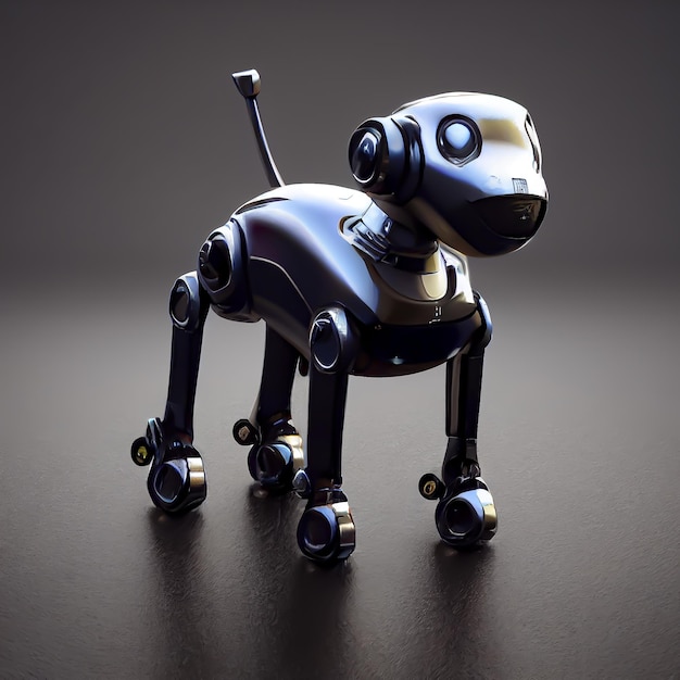 Futuristic pet robot dog. Robotic cyber dog.