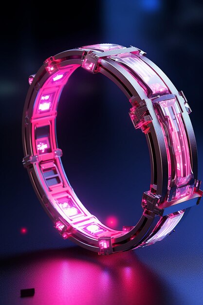 Futuristic pink smart jewelry with embedded AI and communication technologies