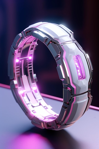 Futuristic pink smart jewelry with embedded ai and communication technologies